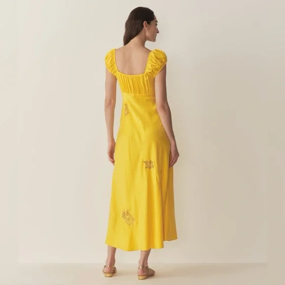 NWT Doen Gwendolyn yellow silk maxi dress in Daylily - Picture 2 of 10